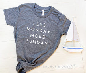 Less Monday More Sunday, kids graphic tee - Anchor and Oars